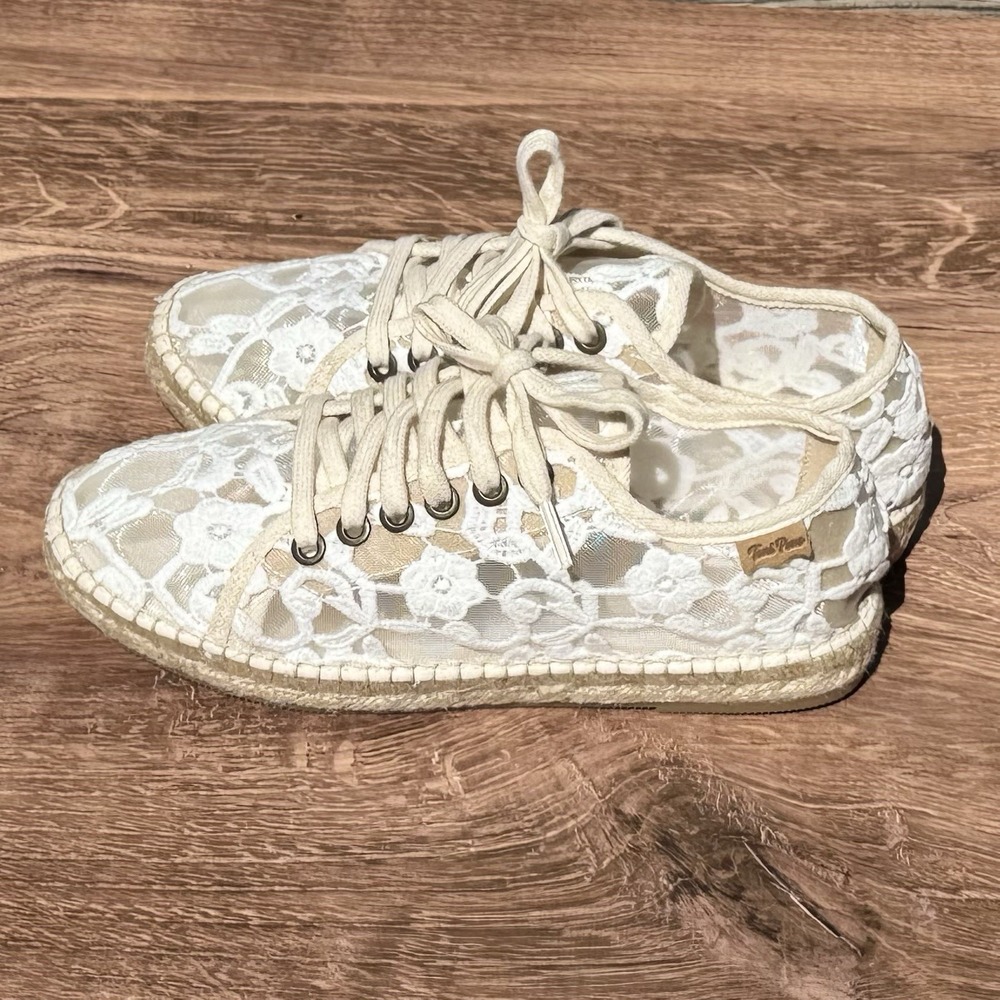 Toni Pons Origens Far Espadrille Ivory White Lace Sneakers Boho Cottagecore  7.5